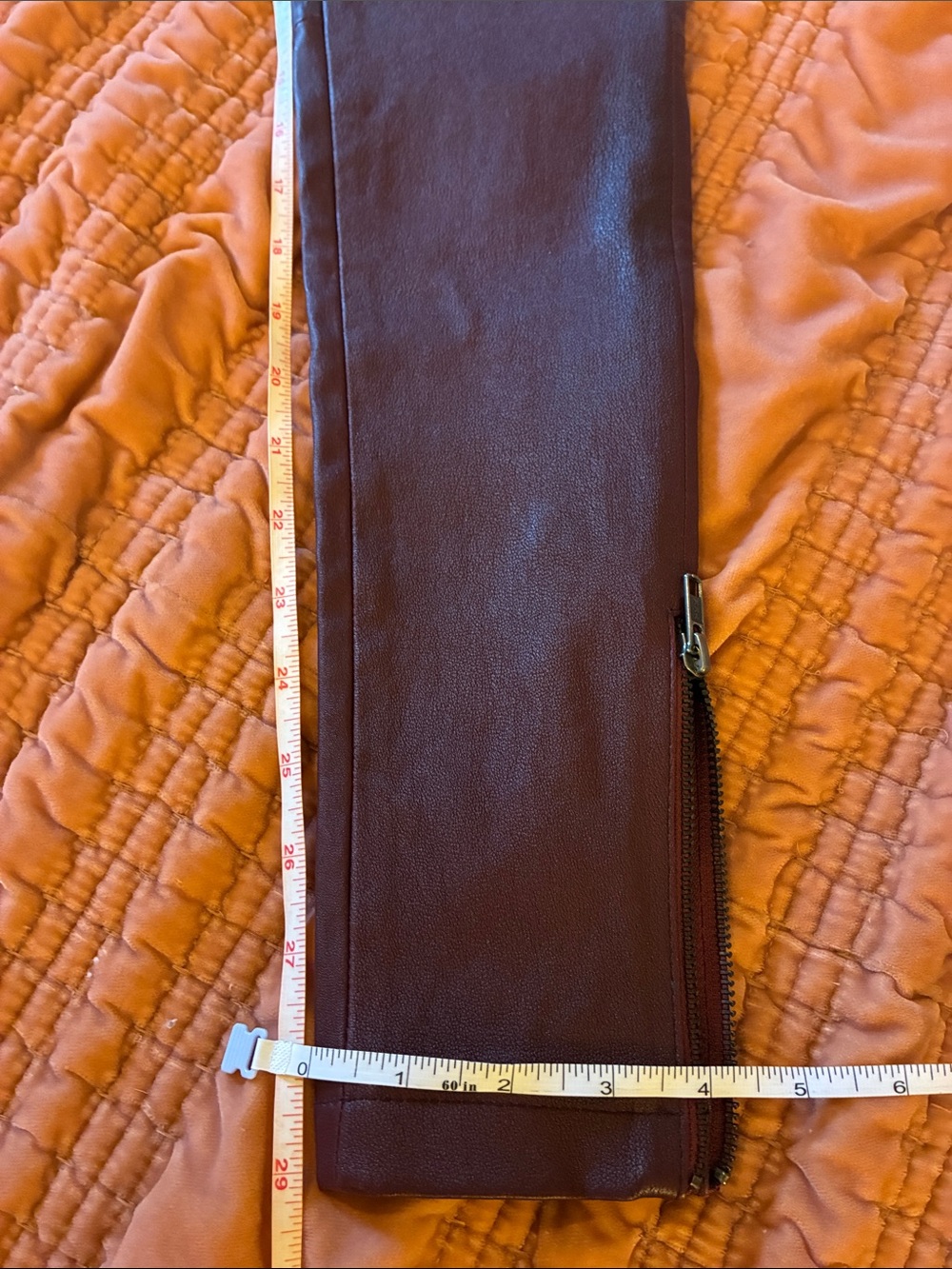 Lamarque burgundy red moto leather zip hem slim pants/leggings 13” waist - Picture 10 of 10